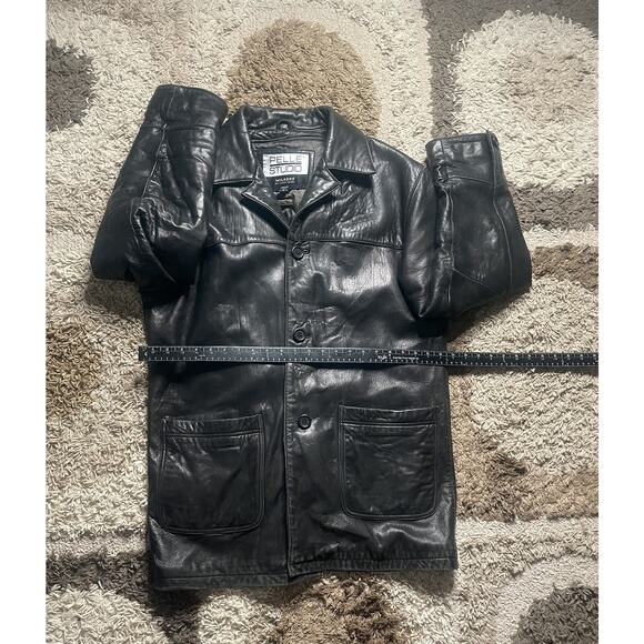 Pelle Wilson Black Leather Blazer Men’s Small Vintage Designer Rare Streetwear - Picture 3 of 5